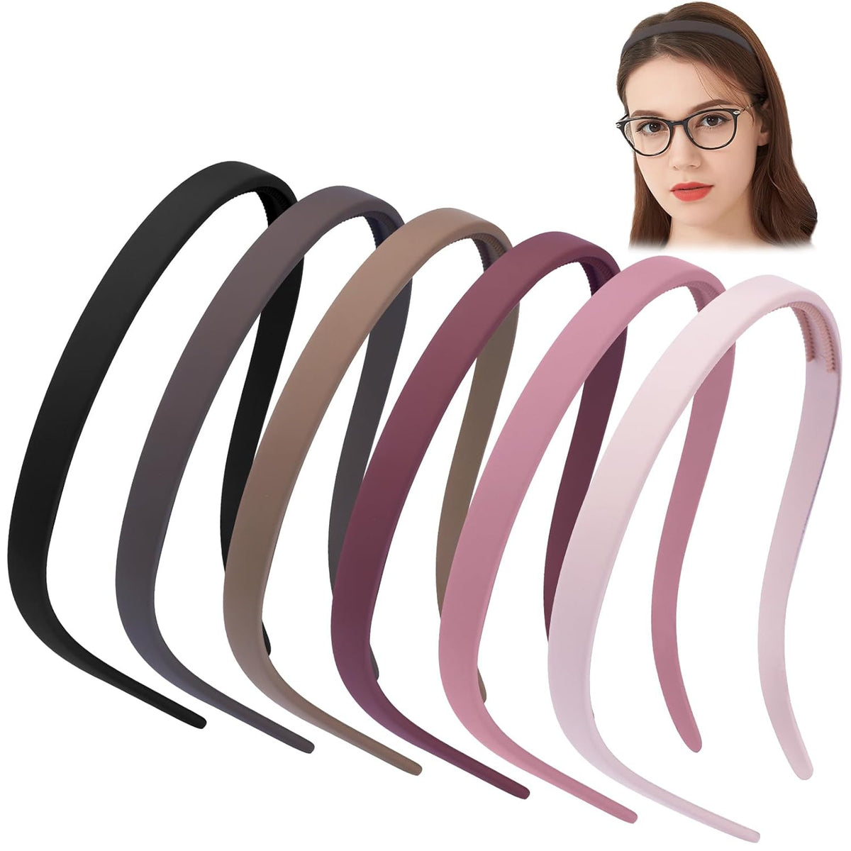 TOBATOBA No Pressure Headbands - Square Sunglasses Headbands for Women & Girls, Non Slip 6Pcs