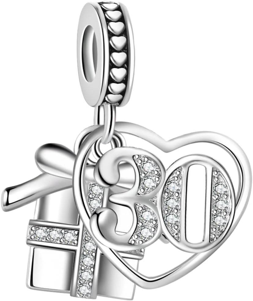 Sparkling Gift Box Anniversary Birthday Love Heart Dangle Charm fits Pandora Charms Moments Bracelets Celebration Bead Cubic Zirconia