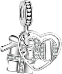 Sparkling Gift Box Anniversary Birthday Love Heart Dangle Charm fits Pandora Charms Moments Bracelets Celebration Bead Cubic Zirconia