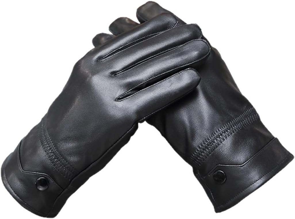 JITUIHOM Genuine leather gloves men's gloves men's fleece warm sheepskin gloves are thin lining for autumn and winter