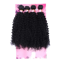 FRELYN Kinky Curly Hair Bundles Synthetic Hair Weave Bundles 18 18 20 20 Inches 4 Pieces/Pack Black Color Quick Weave Sew in Extension Very Soft