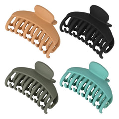 DEEKA Double Row Teeth Hair Clips Small Claw Clips for Thin Hair 4 Pack 1.6" Medium Matte Non-slip Short Hair Accessories for Women and Girls