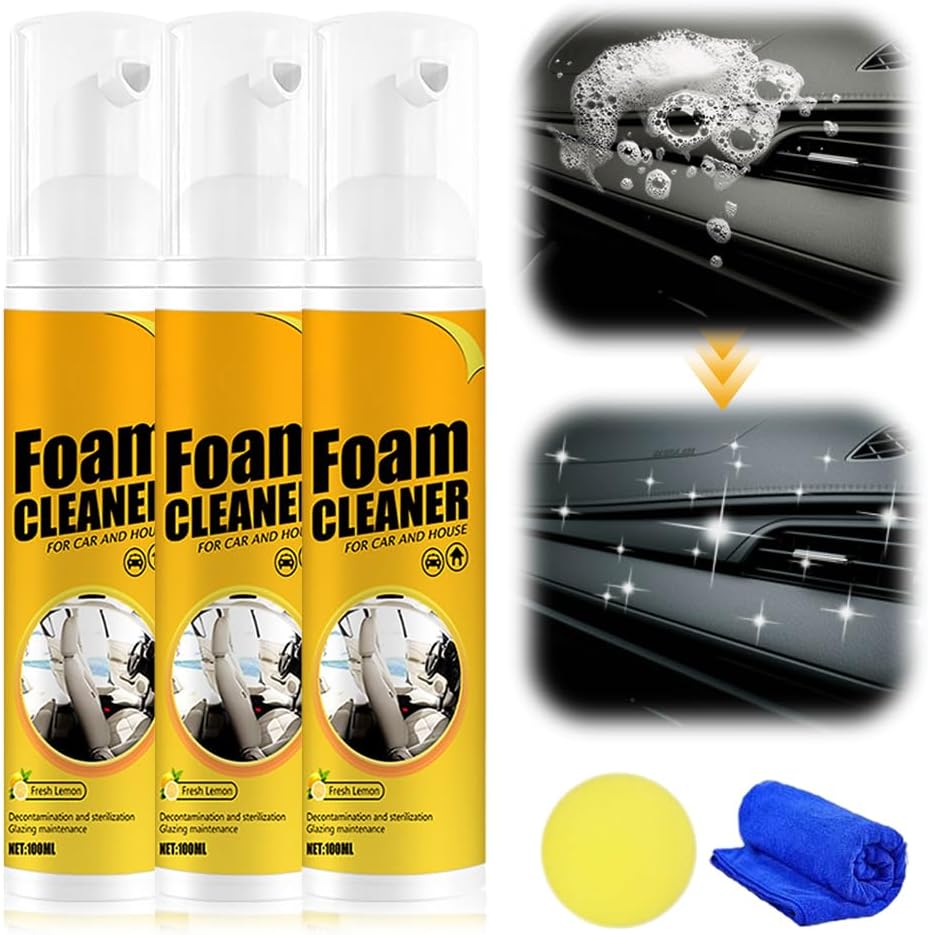 Multi-purpose Foam Cleaner, Magic Foam Cleaner for Car, Strong Stain Remover for Cars Interior and Kitchen (3, 100ML)