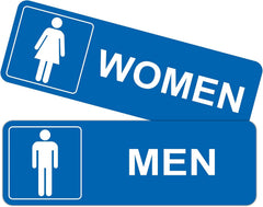 Restroom Sign - (2 Pack ) Metal Restroom Signs for Business with Strong Self-Adhesive, Bathroom Signs for Home Door or Wall, Ideal Unisex Restroom Signs for Women and Men, Easy to Install (Black Men and Women, 9" x 6")