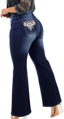 Plus Size Women's Hip Lifting Trumpet Shaped Women's Wide Leg Jeans Embroidered Y2K Elastic high Waisted Jeans