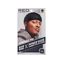 Red by Kiss Premium Bow Wow X Power Wave Durag, 360 Wave Compression Cap for Men & Women, Adjustable Hook-&-Loop Strap, Stylish & Durable, Ideal for Locs, Braids, Finger Waves (Jumbo Velvet - Black)