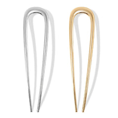 2Pcs French Hair Pins for Thick Hair, Metal French Twis Hair Pins for Women Girls, U-Shaped French Pin for Buns, 5.5 Inches Large French Pins Hairstyle Accessories (Silver, Gold)