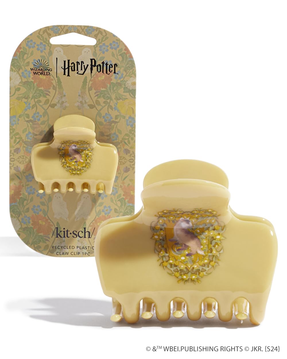 Kitsch & Mickey/Minnie Hair Claw with Rhinestones, Cute and Elegant Claw Clips for Girls, Great for All Hair Types, Recycled Plastic - 1pc (Cream)