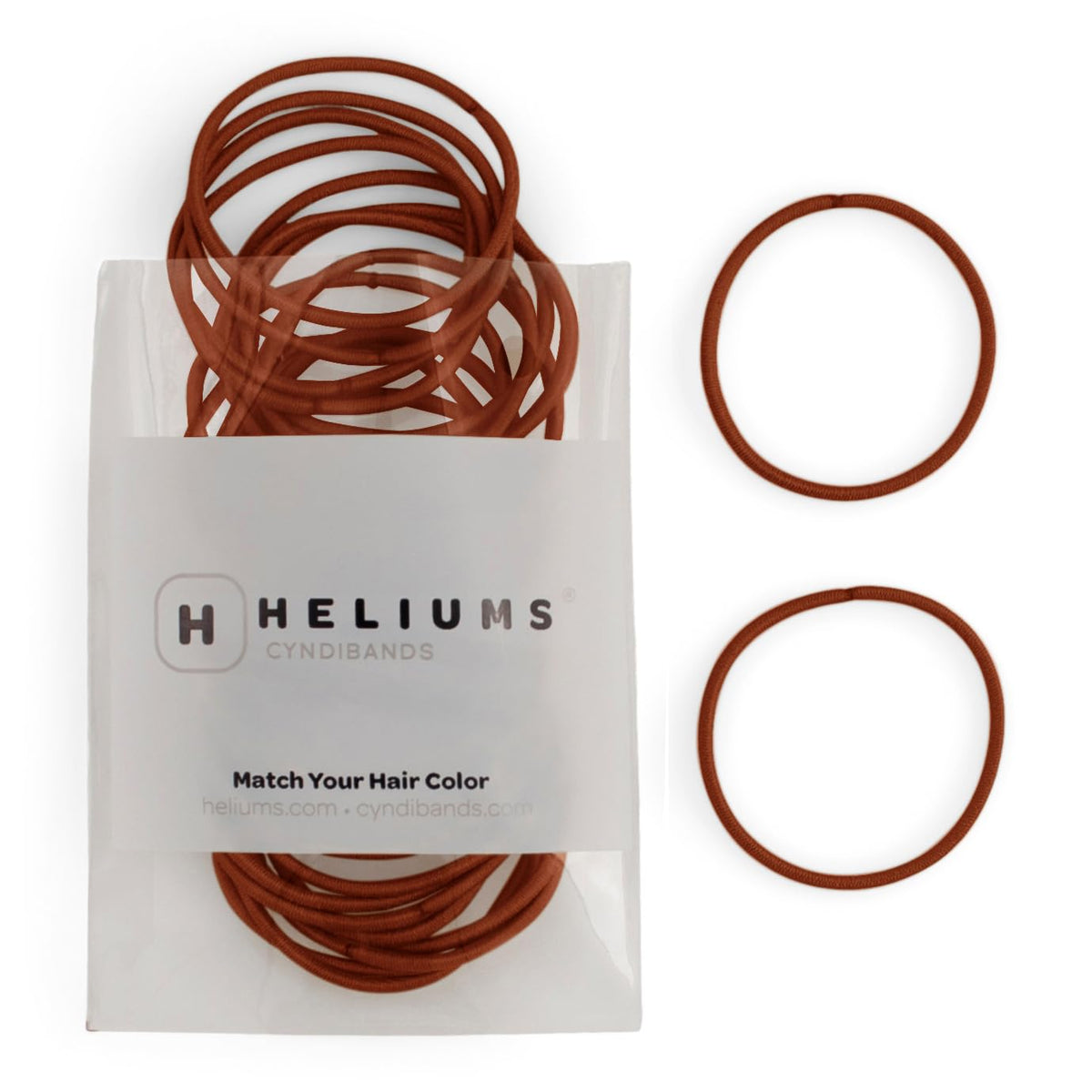 Heliums Thin Hair Elastics - Brown - 2mm Ties for Thin Hair, 1.75 Inch, Medium Hold No Damage Ponytail Holders - 40 Count