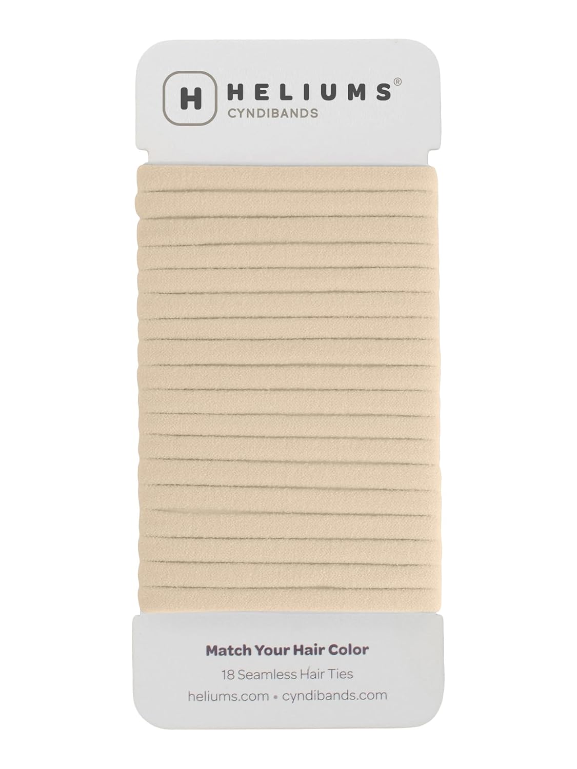 Heliums Thin Seamless Hair Ties - Sandy Blonde - 6mm Nylon No Damage Ponytail Holders, 1.75 Inch, Medium Hold for Thin to Normal Hair - 18 Pack