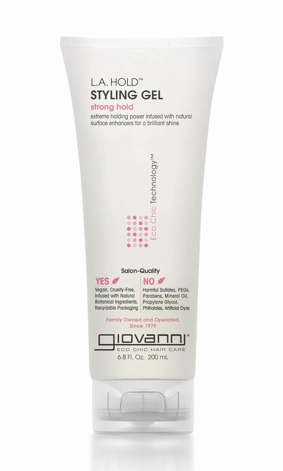 GIOVANNI L.A. Hold Styling Gel - Strong Hold, Hair Gel for Women and Men, Vegan, No Parabens or Phthalates, Infused with Natural Botanical Ingredients, Lightweight Hair Styling Gel - 6.8 oz (1 Pack)