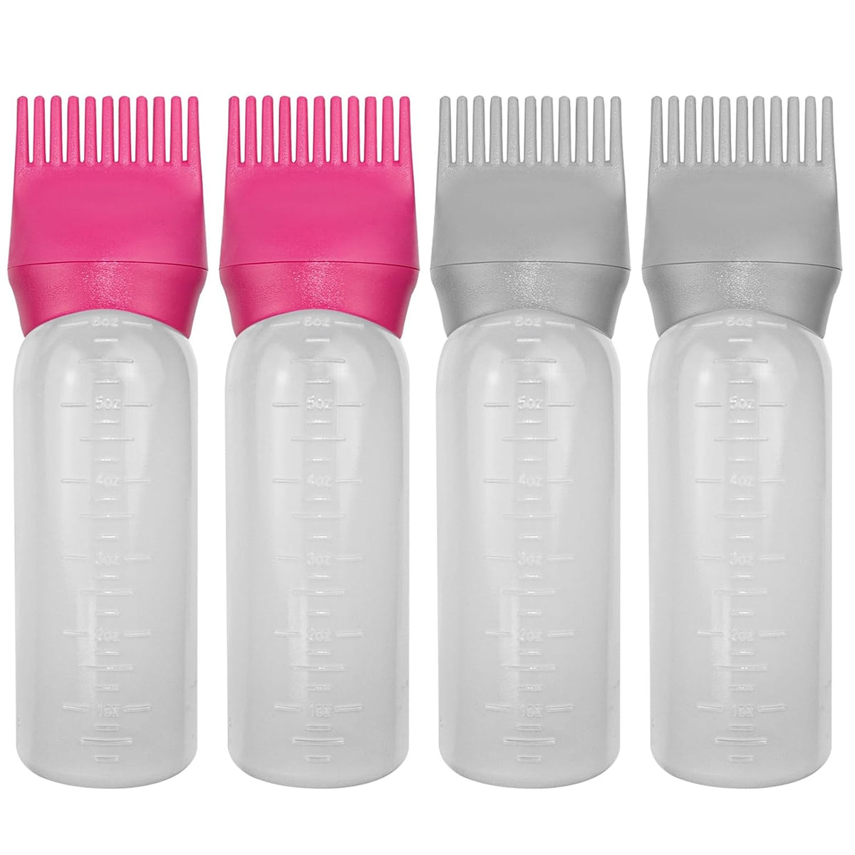 ELANE Hair Oiler Comb Bottle,4 Pack Root Comb Applicator Bottle for Hair Oil Scalp Hair Oiling Applicator（pink+purple+white+black）