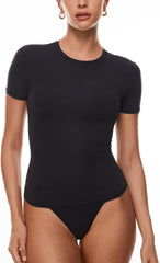 INLYRIC Women's Inbarely Soft Short Sleeve Tops Crew Neck Summer Going Out Tees Basic Slim Fitted Breathable T-Shirt