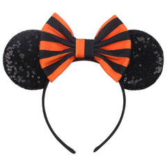 LSHDXD Halloween & Christmas Hairband, Hand-made Headband with Adjustable Mouse Ears, Glitter Sequin Spider Web Design, Unique Gift for Women, Unisex Adults (Black, 1 Count Pack of 1)