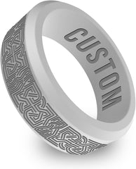 Personalized Celtic Knot Beveled Silicone Ring, Wedding or Engagement,Trinity Knot Band, Celtic Triangle Bands