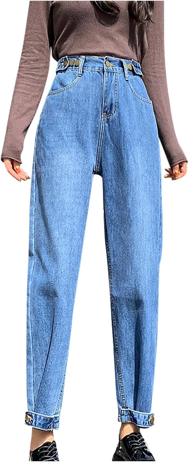 Womens 2025 Fashion Jeans High Waisted Straight Leg Pants Baggy Boyfriend Jeans for Women Casual Loose Fit Cargo Pants