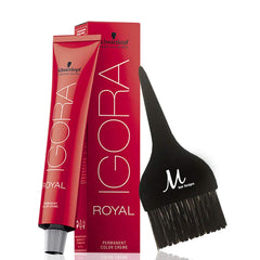 Schwarzkopf Igora Royal 5-88 Light Brown Red Extra Permanent Hair Color and M Hair Designs Tint Brush (Bundle 2 items)