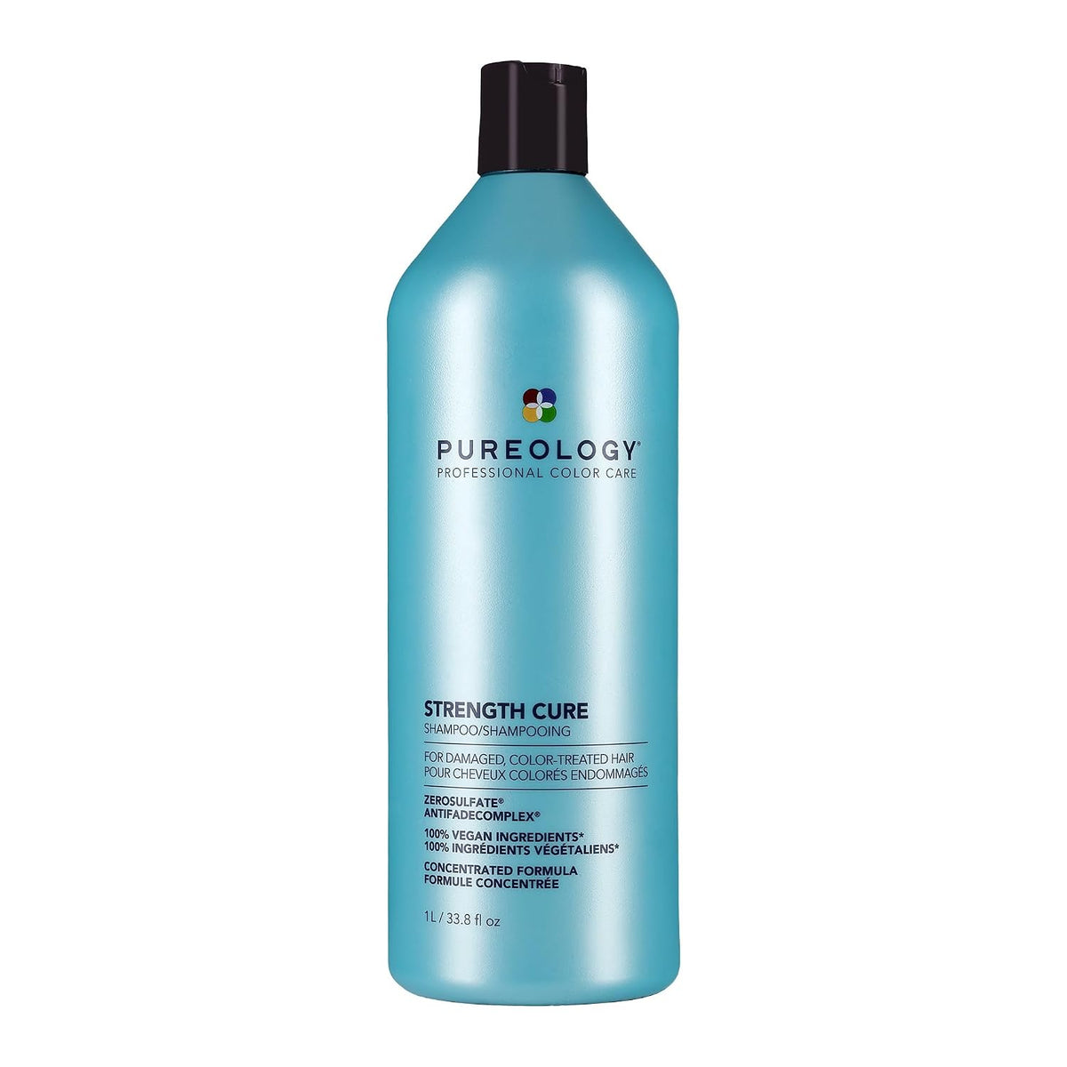 Pureology Strength Cure Shampoo - For Damaged or Color-Treated Hair, Strengthens & Prevents Breakage, Seals Split Ends, Vegan & Sulfate-Free