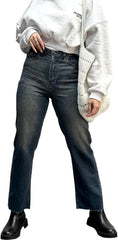 ZERMOM Women's Ripped Skinny Jeans Stretch Mid Rise Straight Leg Denim Pants