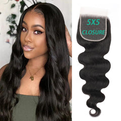Brazilian 2x6 Human Hair Lace Closure HD Transparent 2x6 Body Wave Lace Closure Middle part Human Hair Kim K Closure With Baby Hair (16 inch)