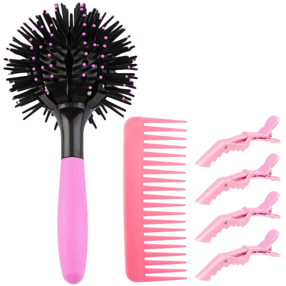 INVODA 3D Round Hair Brushes for Women Blow Drying Detangling Hairbrush 360 Degree Styling Brush for Thick Curly Hair Comb for Wet and Dry Hair (1 PCS)