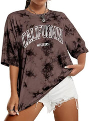 Avanova Women Graphic Letter Print Oversized T Shirt Short Sleeve Casual Summer Loose Fit Tee Top