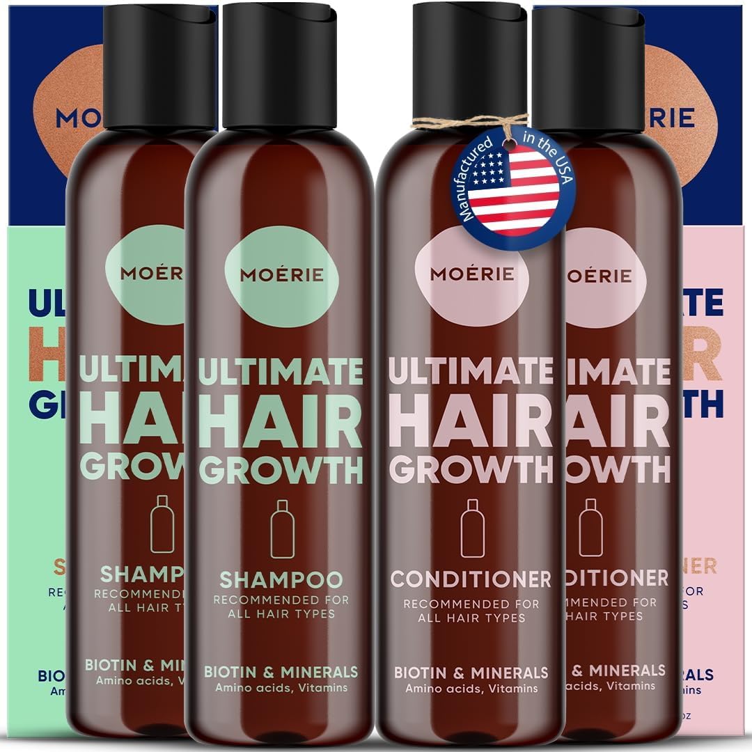 Moerie Volumizing Shampoo and Conditioner for Hair Loss - Thickening Products with Ingredients of Natural Origin - Over 100 Active Ingredients for Thick, Long, Luscious Hair, 2 X 8.45 Fl Oz