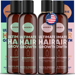 Moerie Volumizing Shampoo and Conditioner for Hair Loss - Thickening Products with Ingredients of Natural Origin - Over 100 Active Ingredients for Thick, Long, Luscious Hair, 2 X 8.45 Fl Oz