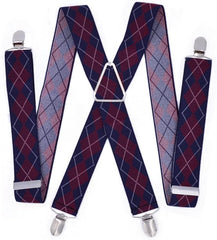 Larger Suspenders X-back Suspender Plaid Men's Unisex Clip-on Braces Elastic Adjustable Elastic X Back Pants