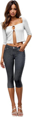 Hybrid & Company Women's Ultra Stretch Mid Rise Skinny Capri Pants with Pockets