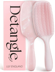Lily England Detangling & Styling Brush - Pain-Free Brush for Curly Wet & Dry Hair With Flexible Bristles - Easy to Hold Rose Gold Brush for Women's 3c to 4c Curls