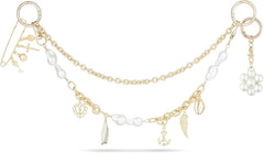 4-in-1 Bag Charms Set, Elegant Gold Purse Charms with Pearl Beads, Shell Pendant, and Safety Pin, Handbag Charm