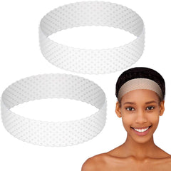 WILLBOND 2 Pieces Silicone Wig Grip Band Adjustable Silicone Wig Headband Non Slip Strong Holder for Men Women Sports Yoga(Light Brown)