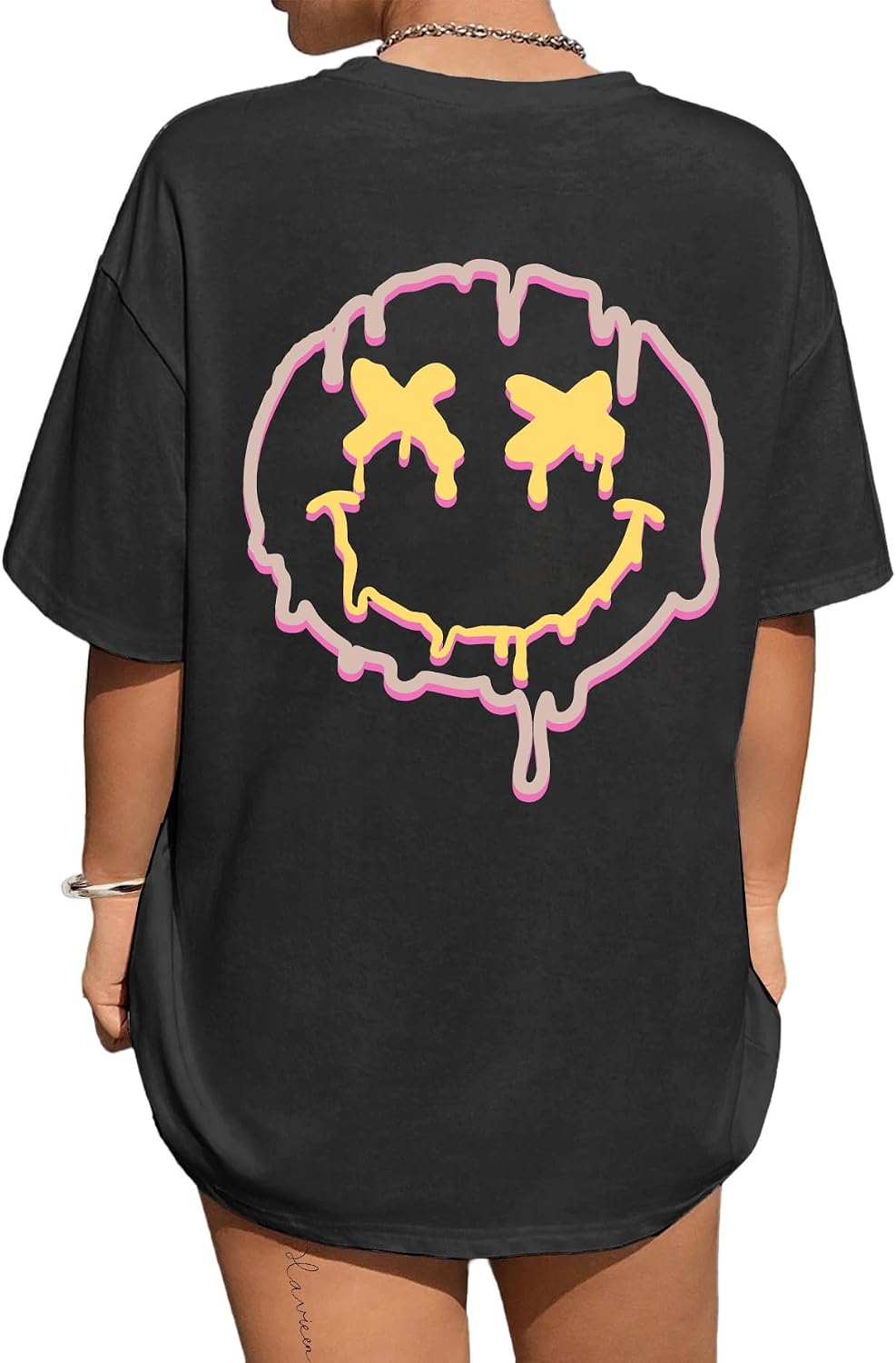 Avanova Women Graphic Letter Print Oversized T Shirt Short Sleeve Casual Summer Loose Fit Tee Top
