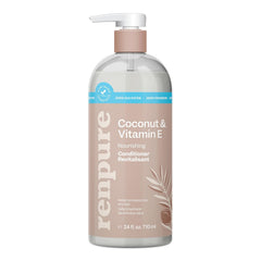Renpure Plant Based Coconut and Vitamin E Moisturize and Replenish Conditioner - Ideal for Dry, Lifeless Hair - Leaves Hair Silky and Smooth - Paraben Free - Recyclable, Pump Bottle Design - 24 fl oz