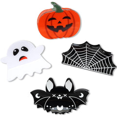 4 Pack Halloween Hair Claw Clips for Women Girls Gifts Pumpkin Spider Web Cat Hair Clips Fall Orange Lattice Hair Banana Barrettes Hair Accessories Nonslip Halloween Hair Clips