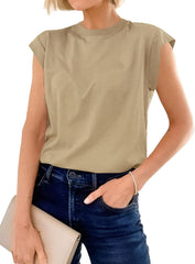 Cicy Bell Womens Cap Sleeve Cotton Tank Tops Summer Casual Loose Fit T Shirts Crew Neck Basic Tee