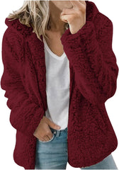 Women's Lightweight Warm Jacket 2025 Plus Size Zip Up Hoodie Fleece Sherpa Winter Coat Soft Fuzzy Cardigan with Pockets