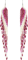 Hand-woven Colorful Rice Beads Gradient Beaded Long Tassel Earrings Bohemian Beach Travel Accessories