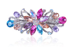 Flower Luxury Jewelry Design Hairpin Rhinestone Hair Barrette Clip,Also Perfect Mother's Day Gifts for Mom(Dark Blue)