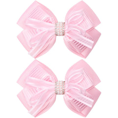 4.5-Inch Hair Bows Alligator Clips Delicate Pearl Hair Accessories for Girls, Toddler, Kids and Women Daily Dress Up Birthday Wedding Christmas Occasions- Set of 2