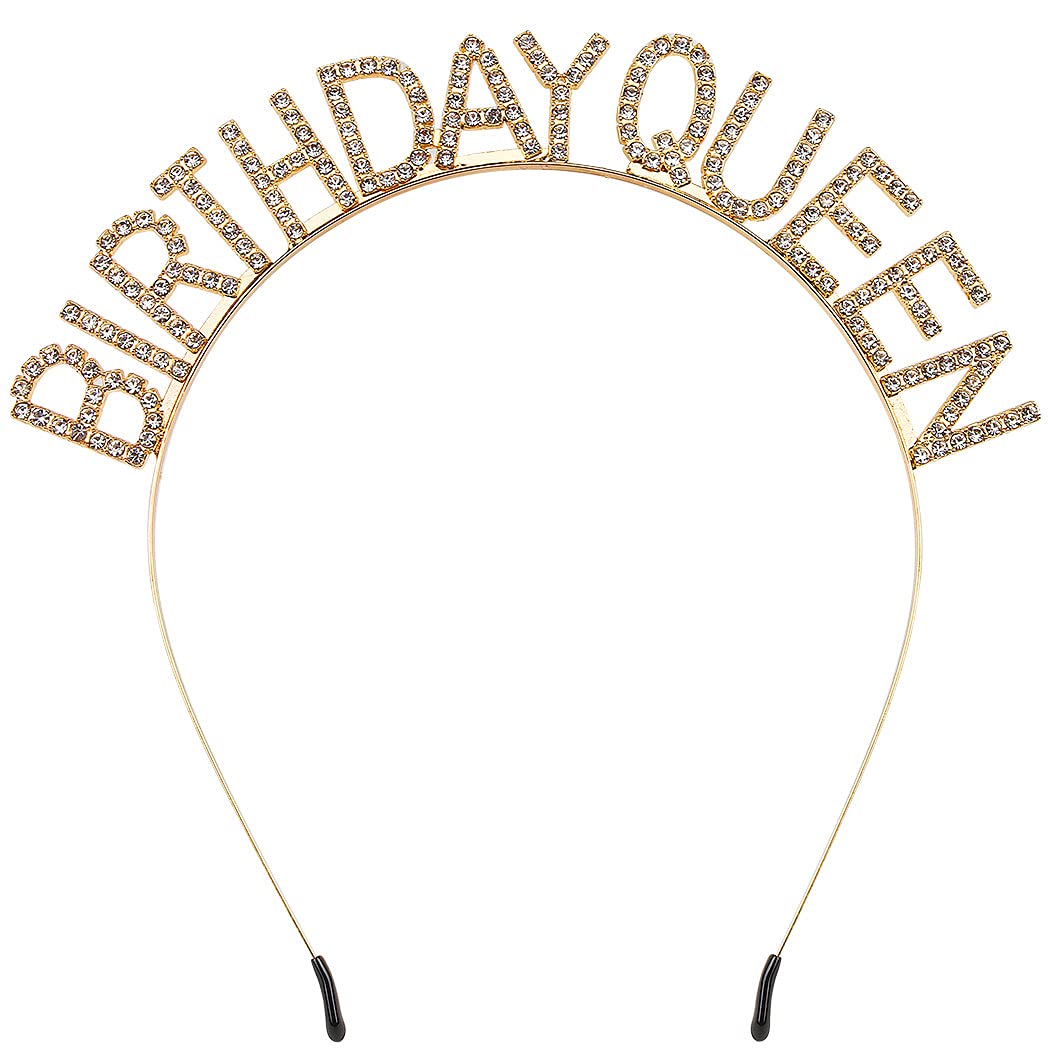 AOPRIE Birthday Crown for Women - Gold Tiara for Girls - Princess Crown Rhinestone Headband - Happy Birthday Accessories