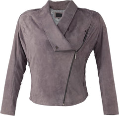 D DOLLY LAMB Women's Sued Leather Jacket - Cross Zipper Round Neck Lambskin Leather Jacket For Girl, Stylish Jackets