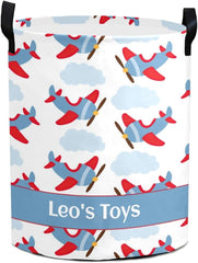 Space Rocket Astronaut Personalized Laundry Basket,Custom Waterproof Clothes Hamper with Handles for Kids Room,Nursery Decor