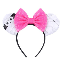LSHDXD Halloween & Christmas Hairband, Hand-made Headband with Adjustable Mouse Ears, Glitter Sequin Spider Web Design, Unique Gift for Women, Unisex Adults (Black, 1 Count Pack of 1)
