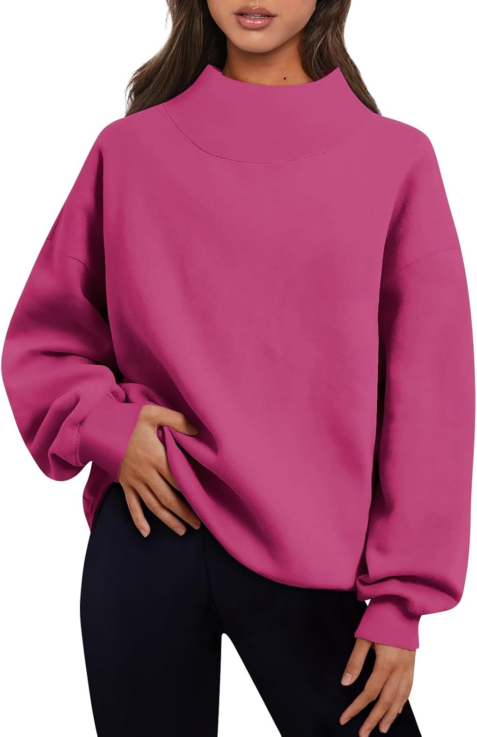 Oversized Sweatshirt for Women Trendy Mockneck Sweatshirt Long Sleeve Cute Fall Plus Size Pullover Sweatshirts