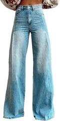 Women Vintage Irregular High Waist Slimming Wide Leg Long Streetwear Pants Jeans