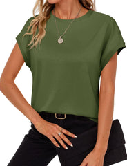 Cicy Bell Womens Summer Cap Sleeve T-Shirts Casual Loose Fit Tunic Tops Crew Neck Tee Shirts