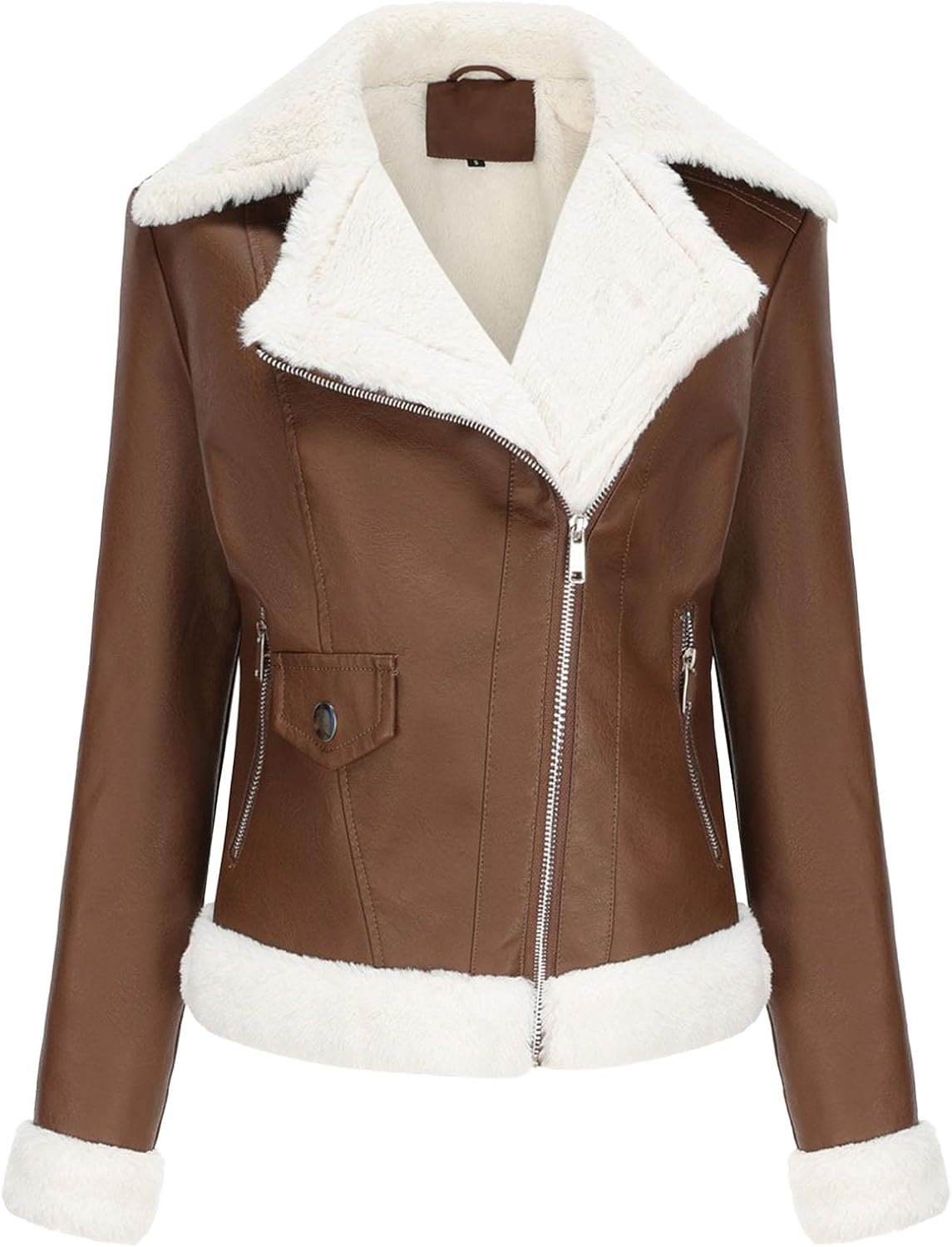 Women's Faux Shearing Jacket Thick Fur Lined Coat Sherpa Leather Jacket Fall Coats 2025 Trendy Clothes