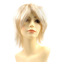 Modernfairy Anime Halloween Wig Blue for Cosplay Party, Synthetic Layered Short Hair Wigs with Bangs, Pastel Wigs for Women Men